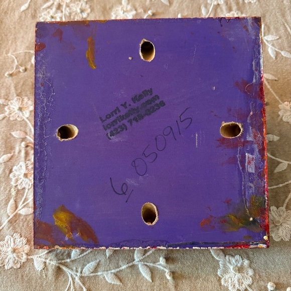 Lorri Kelly Abstract Orange and Red Canvas Art 8” x 8” - Picture 2 of 5